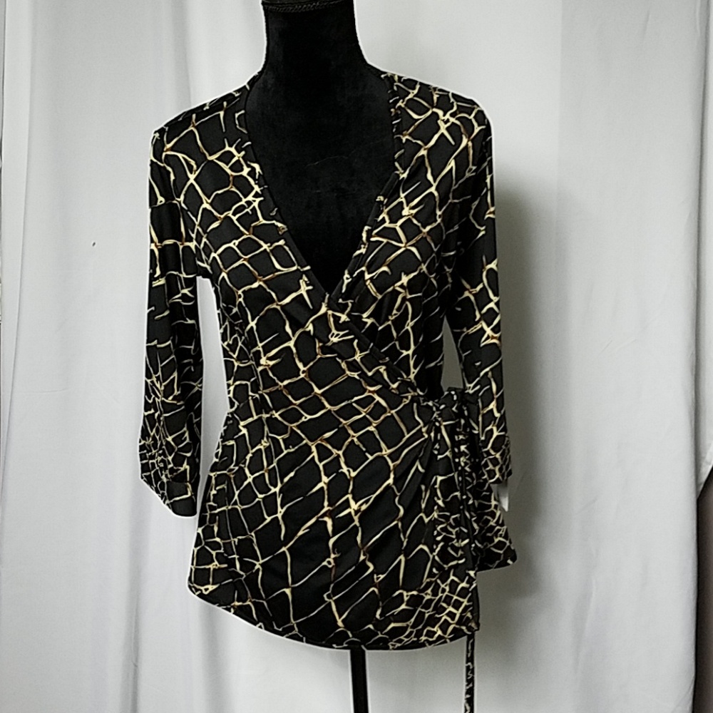 Wrap Blouse In Zebra Print Size Small - image 3